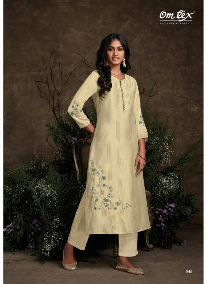 Omtex Royal Garden Exclusive Designer Berry Silk With Embroidery And Handwork Kurti With Bottom Collection 